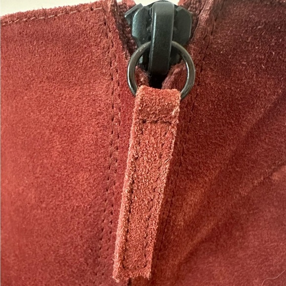 Freda Salvador Luck Suede Block Ankle Heel Boots, Brick Red, Size 6.5 - Picture 7 of 16